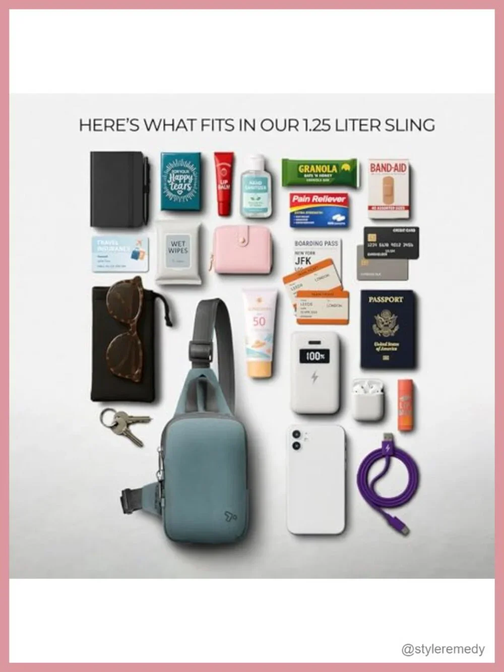 Anti-Theft Compact Sling Bag RFID Blocking Lightweight Travel
